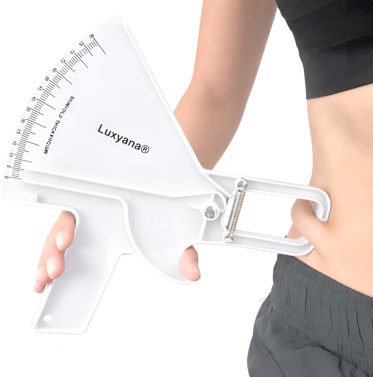 Luxyana® Huidplooimeter Pro - Vetpercentage Meter met Maat Tabellen - Vetmeter voor Man en Vrouw met Nederlandse Handleiding - Wit