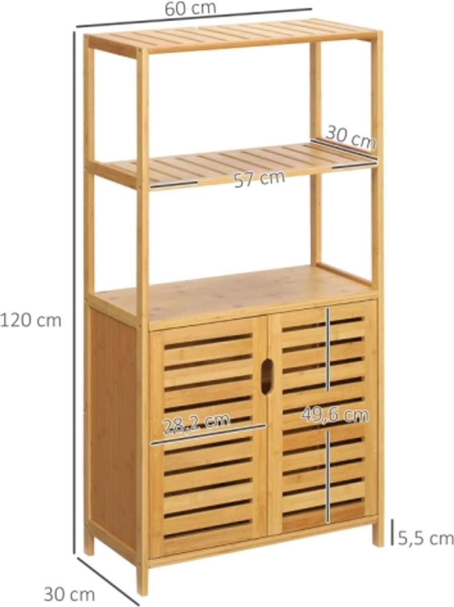 Badkamerkast badkamercommode met lameldeuren badplank bamboehout ladekast Woonkamerkast Voorzien van een anti-kantelriem voor extra veiligheid Het jaloeziedeurontwerp zorgt voor goede ventilatie en voorkomt dat geuren en vuil binnendringen — cadeau in Cadeau-ideeën - foto 5