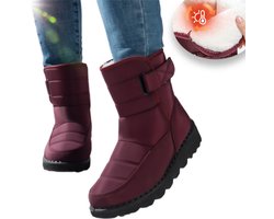 Snowboots - Snowboots dames - Winterlaarzen voor dames - Sneeuwlaarzen - Sneeuwlaarzen dames - Winterlaarzen - Waterdicht - Warme fleecevoering - Antislipzool - Halfhoog - Koud weer - Antislip sneeuwlaarzen voor buiten - Cadeau -Bordeauxrood -Maat 39