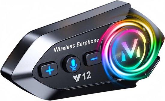 ANMI® Bluetooth Helm Headset - HiFi Stereo Speakers 40 mm - Bluetooth 5.2 - FM Radio - CVC DSP Ruisonderdrukking - 1000 mAh - IPX6 Waterdicht - RGB Licht