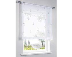 Vouwgordijn 100 x 120 cm – grijze transparante stof met stevige bovenlat – lichtdoorlatend voor woonkamer, slaapkamer, keuken en balkondeur
