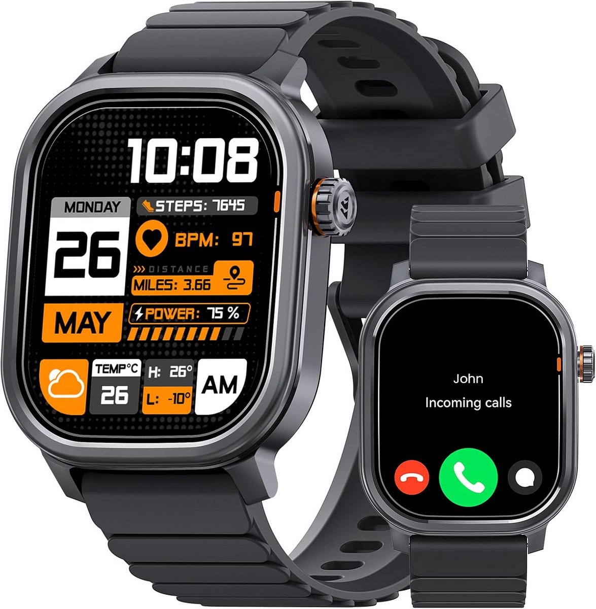 Smartwatch Heren met Bellen via Bluetooth, Lange Batterijduur en AMOLED Scherm