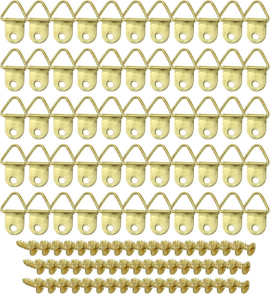 55 stuks fotohangers met schroeven - ophanghaken voor fotolijst, schilderij en decoratie - metaal goud