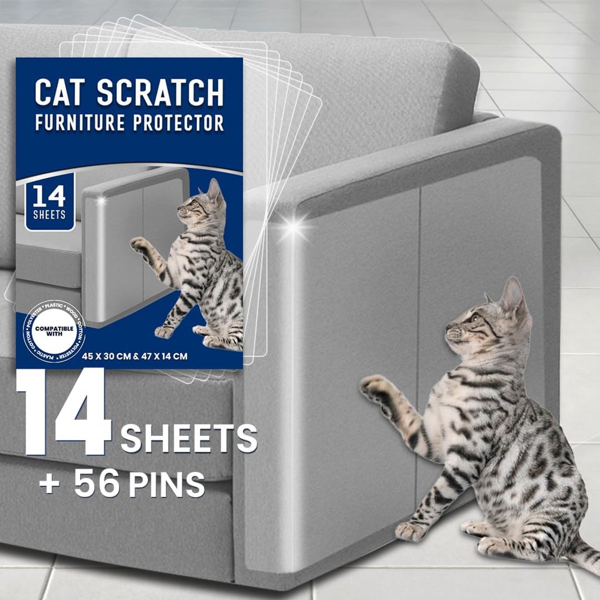 Anti Krabfolie voor Katten - Krabbescherming voor Meubels - Krabfilm tegen Kattekrassen - Katten Krabbescherming voor Bank en Meubels - Anti Krab Tape - Katten Krabbescherming Bank