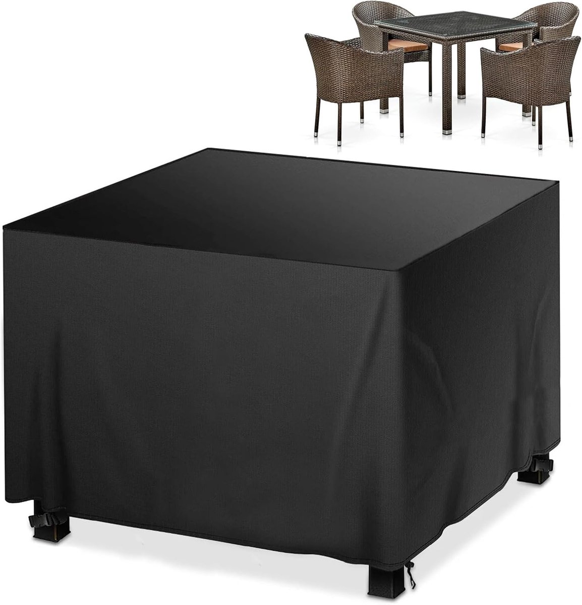 Famanu Tuinmeubelhoes - 90 x 90 x 90 cm - 420D Oxford afdekzeil - tuinmeubelen - waterdicht - winterbestendig - uv-bescherming - beschermhoes voor tuinmeubelen Zwart