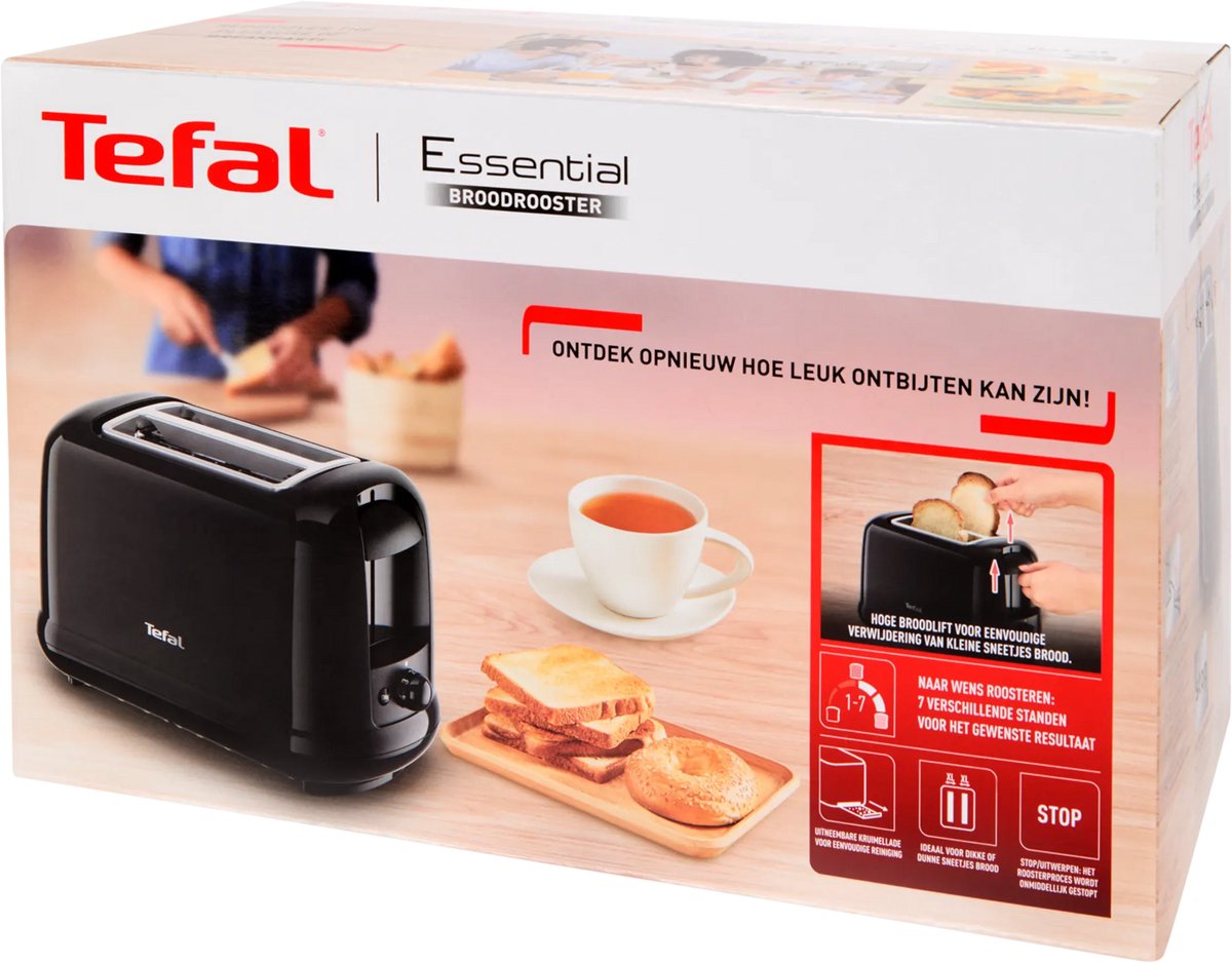 Tefal TT340830 kenyérpirító 2 szeletek száma 850 W Fekete, Rozsdamentes