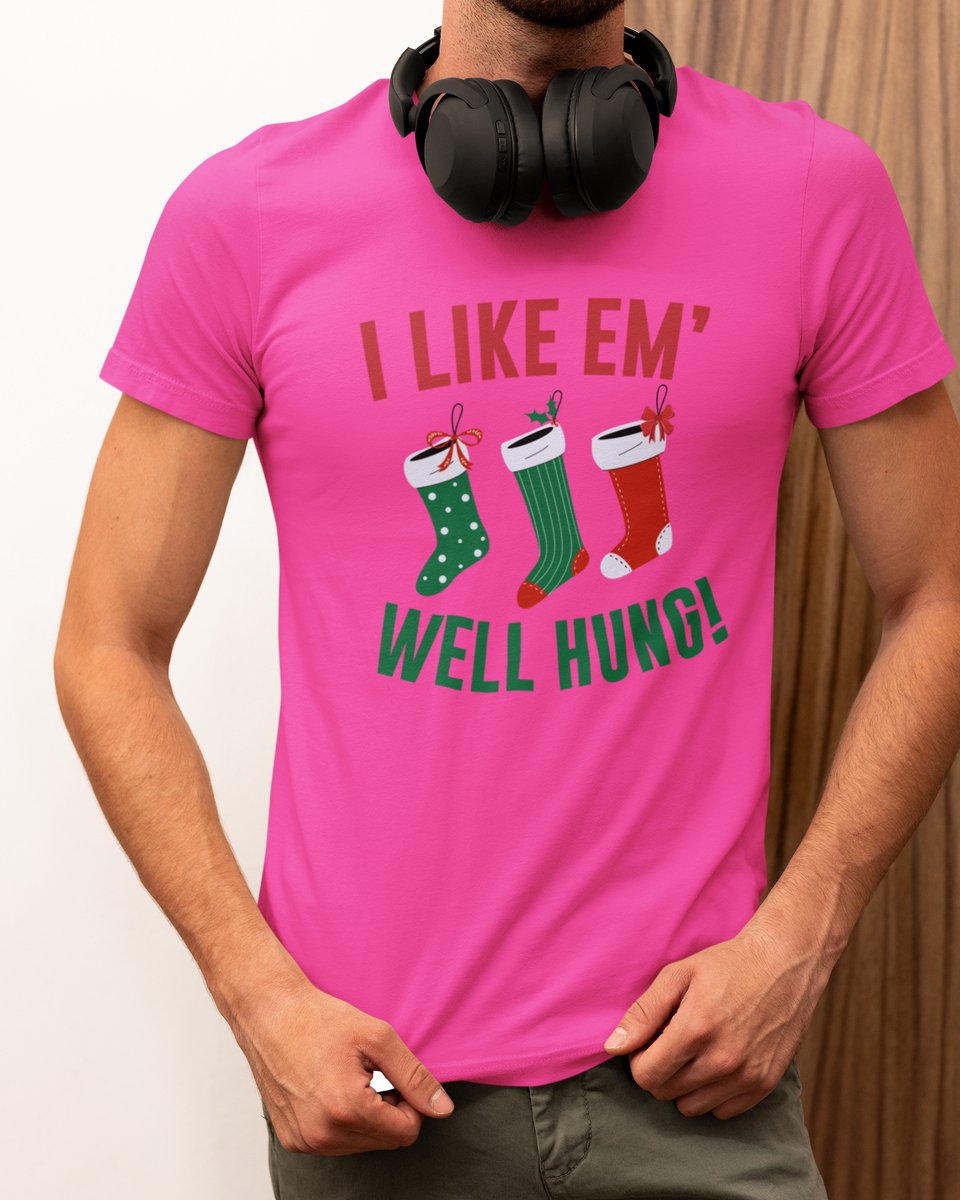 Well Hung Kerst - Kerst T-shirt Roze - Grappig T-shirt - Maat L - Kerst Cadeau Mannen - Limited Edition