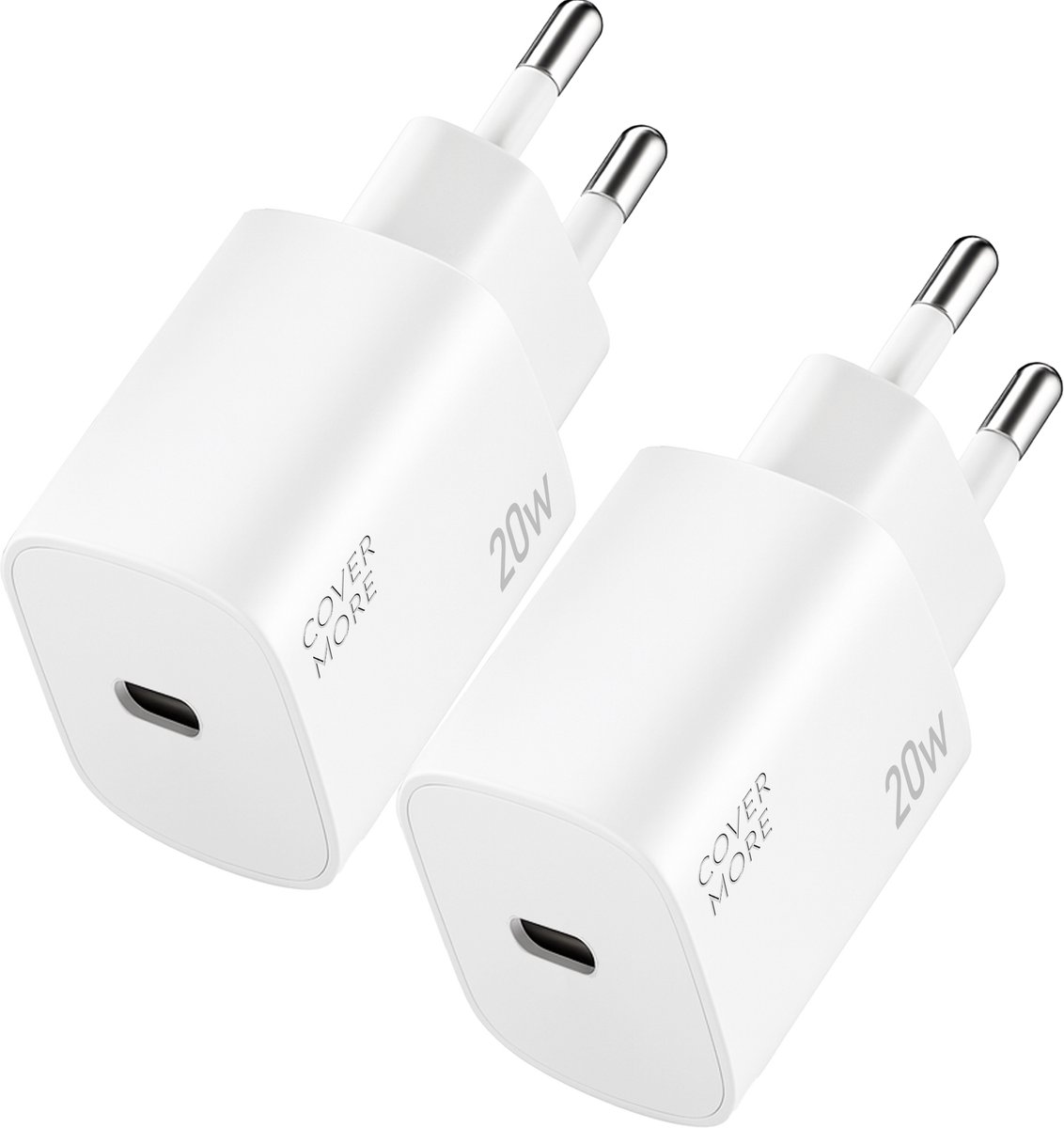 20w usb C adapter - Snellader - 2 stuks - 20 watt vermogen - Power delivery - Snelladen - Voor smartphone, tablet - Wit