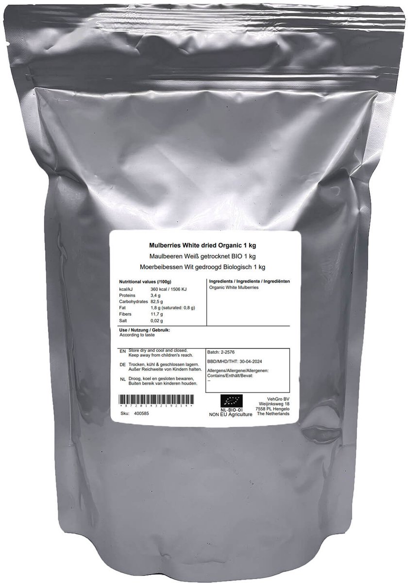 Moerbeibessen Wit gedroogd - 1 Kg - VehGro