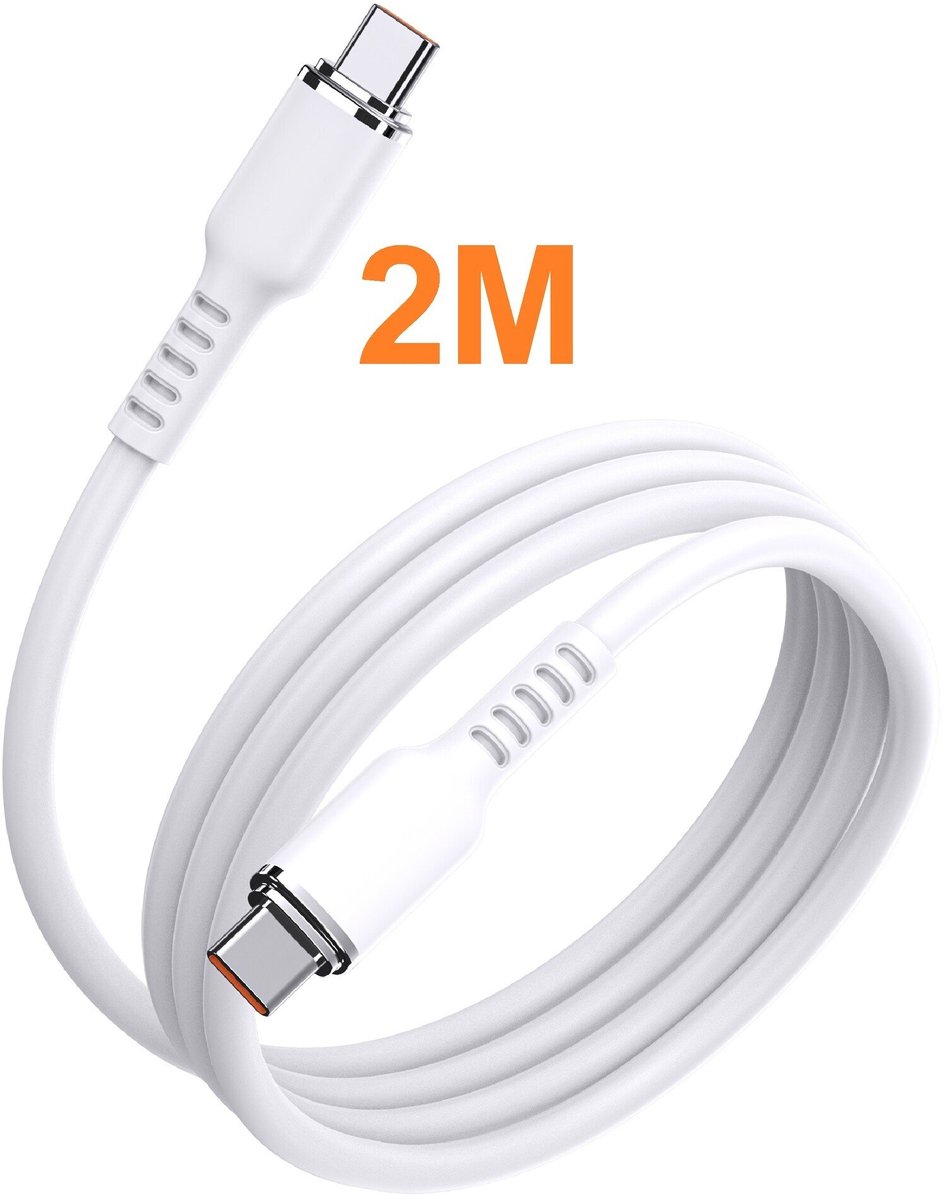 Ntech USB C Kabel 2m – usb c naar usb c 60W kabel geschikt voor Apple CarPlay, Powerbanks, Auto Accessories /Samsung A56/ A36/A26/S25 Ultra/S25 FE/A17/A16/ Tab A11 Plus / S24 Ultra / S24 FE / iPhone 17 / 17 Pro / 15 / 15 Pro / 16 / 16 Pro Max
