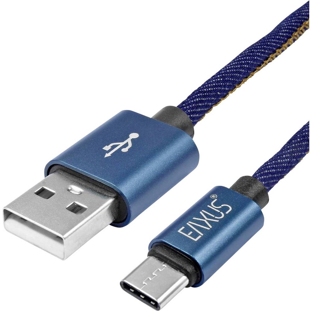 Eaxus 77701 USB-laadkabel USB-A stekker, USB-C stekker 2 m Blauw