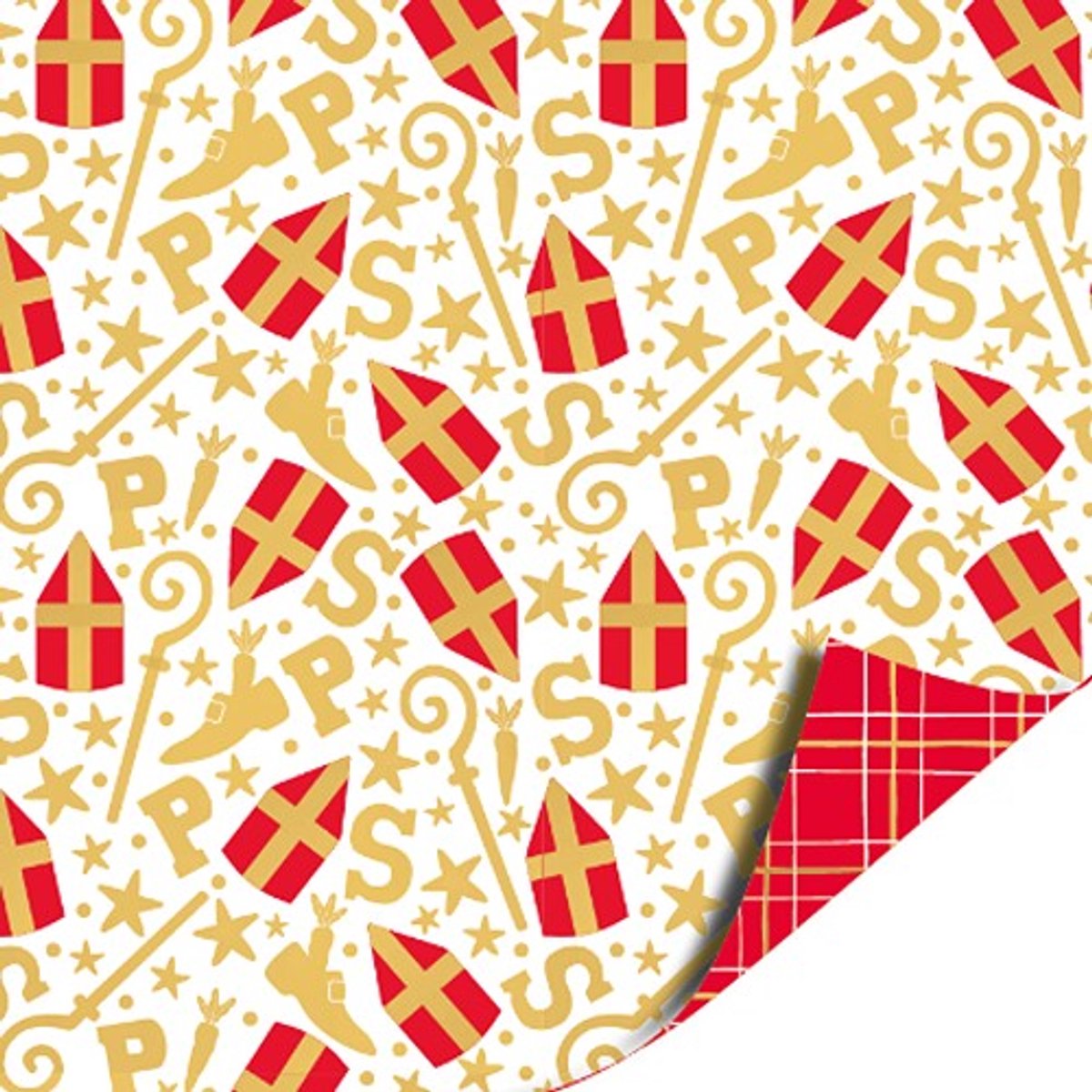 Cadeaupapier 70x200cm - Mijter feest wit