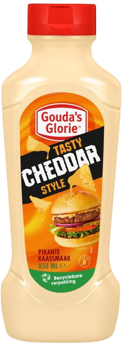 Gouda's Glorie Tasy Cheddar Style Saus Knijp Fles 850ml