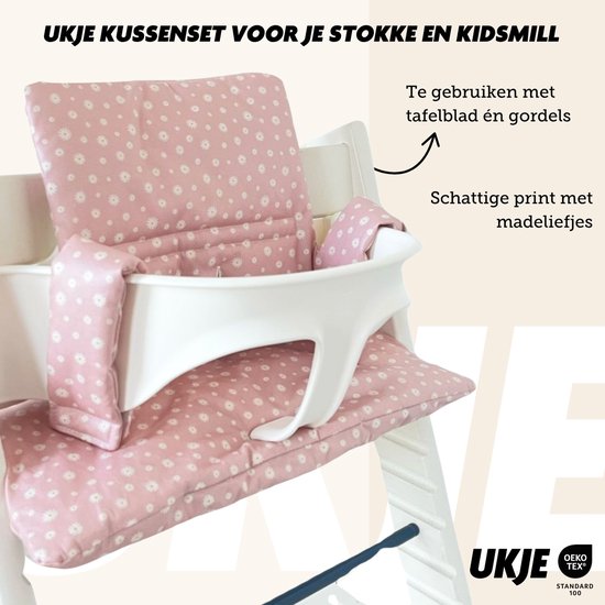 Ukje Stoelverkleiner TrippTrapp - Geplastificeerd - Extra ondersteunend - Afneembaar met natte doek én kan in de wasmachine - Babyveilig getest katoen - Geschikt voor Stokke Tripp Trapp Kussenset - Kinderstoel Verkleiner - Perfecte Pasvorm - Daisy van Ukje — afbeelding 3