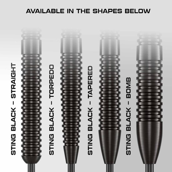 KOTO - Sting Black Straight - 90% Tungsten - Dartpijlen - 23 Gram - Zwart - Steeldarts van KOTO — afbeelding 3