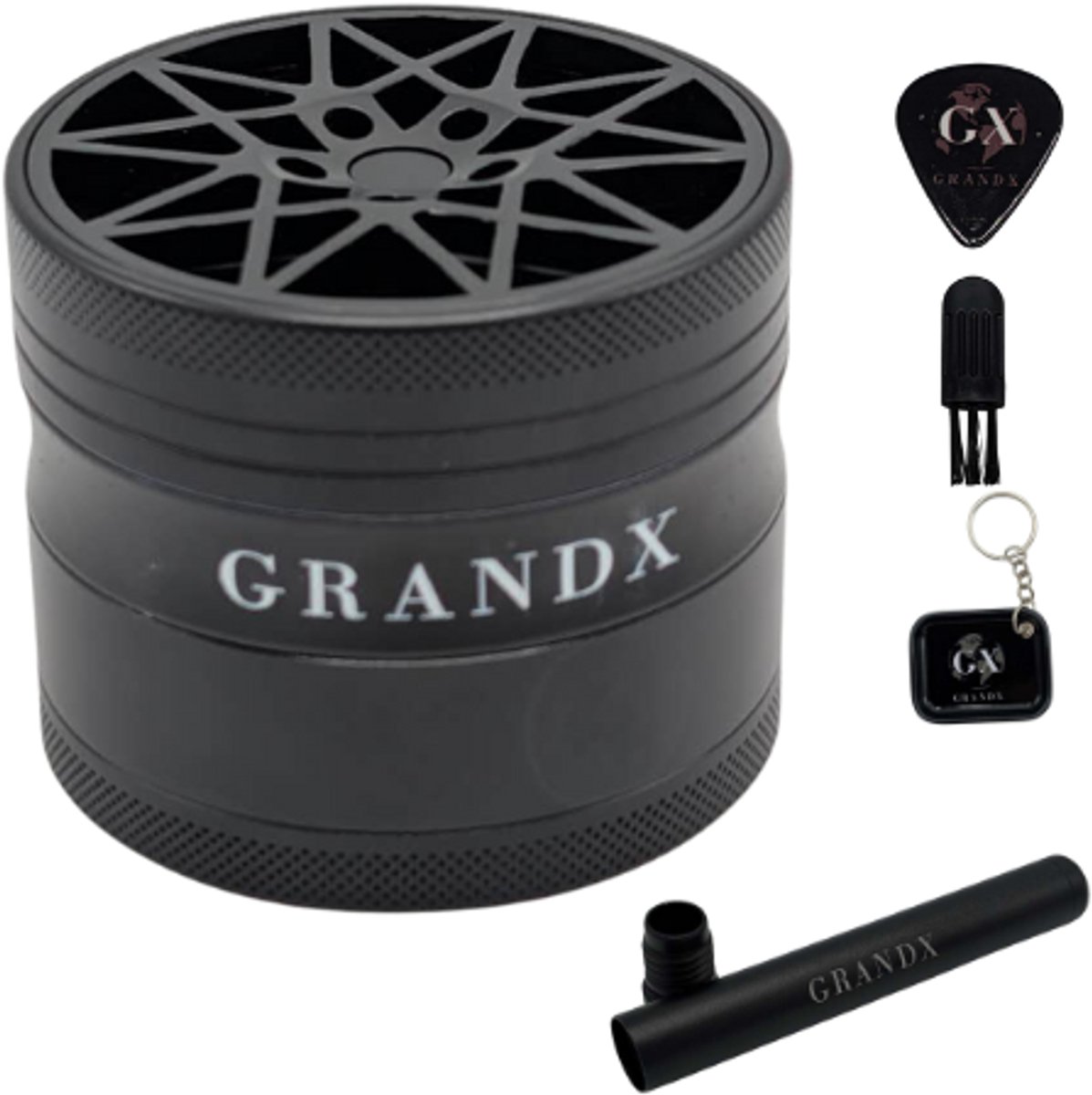 Grand X - Grinder - Wietking - 4 Lagen - Metaal - Zwart - Volledige Grind Set - Kruidenmaler - Crusher