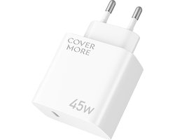 45w usb C power adapter - Usb C oplader - Snellader - Quick charger - Met super fast charge - Voor smartphone, tablet, laptop snel opladen - Wit