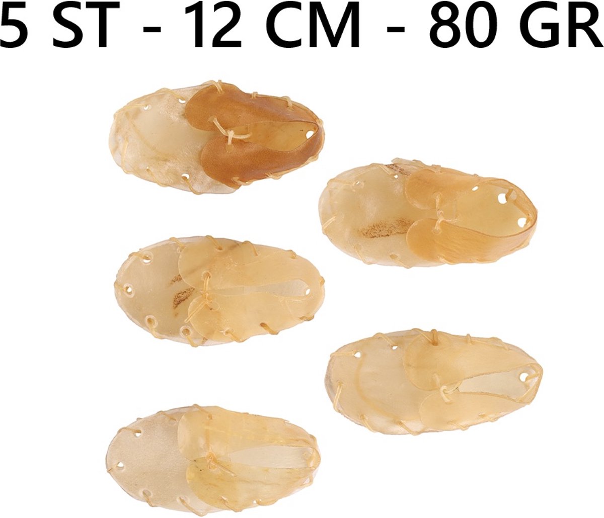 FLAMINGO HONDENSNACK - BEEF RAWHIDE SHOE - 5 ST - 12 CM - 80 GR - GLUTENVRIJ * TANDVERZORGEND - GEEN TOEGEVOEGDE SUIKERS