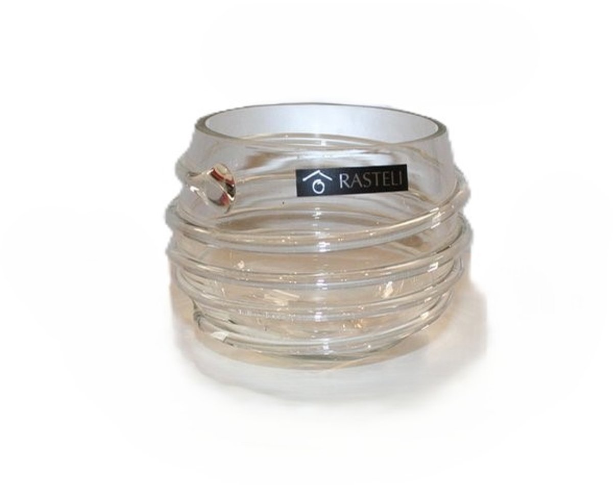 Rasteli Waxinelichthouder-Kaarsenhouder Glas Bolvormig-glazen motief D 8 cm H 8 cm Voordeelaanbod per 2 stuks
