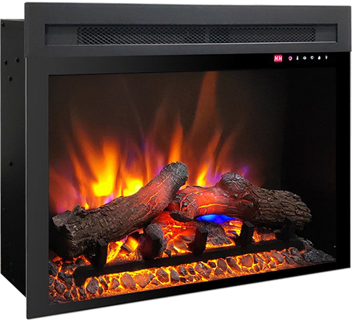 EVIQ Amber 23 inch – Elektrische sfeerhaard – Haard met Verwarming – Elektrische haard inbouw - 1500 watt - Zwart