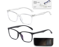 TM&DY Blauw Licht Bril – 2 Stuks (Zwart & Transparant) – Zonder Sterkte – Blue Light Glasses – TR90 - Voor Computer, Telefoon & TV – Unisex – Vermindert Oogvermoeidheid - Beeldschermbril