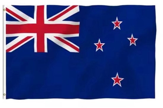 Nieuw-Zeelandse vlag met de Union Jack en vier rode sterren.
