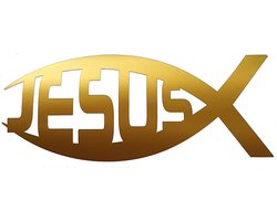 Ichtus vis Jezus sticker - 14x6cm - goud - topkwaliteit avery autoreclame folie
