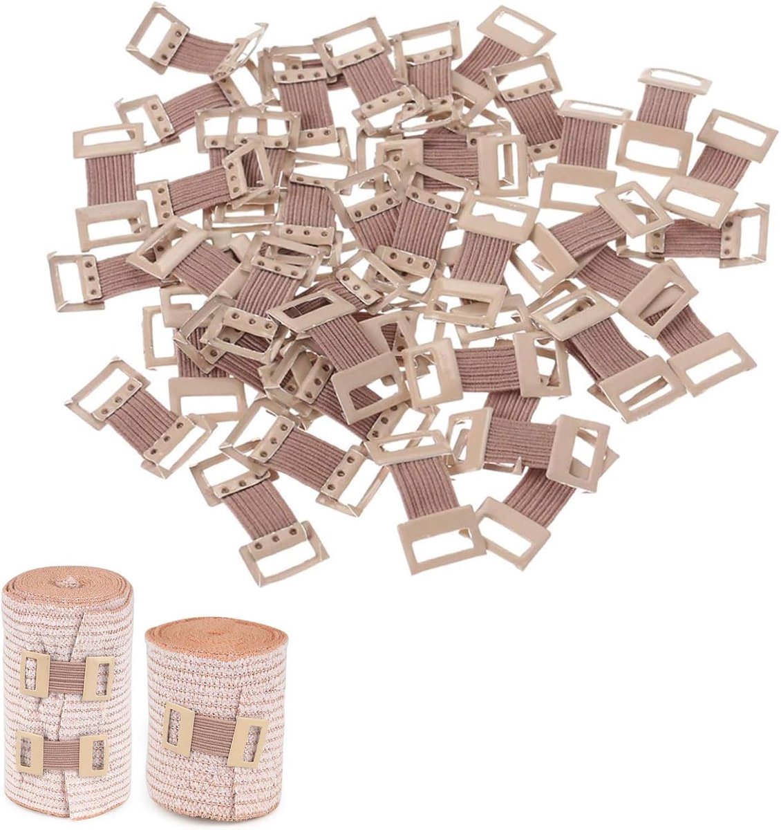 Pack van 100 Elastische Mesh Verbandclips - Touwclips - Aluminium Clips voor Diverse Verbanden
