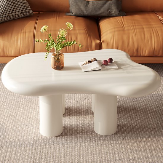 Table basse Guyii 91 cm – Table basse organique moderne – Table d'appoint Design à Pieds multiples – Table basse crème