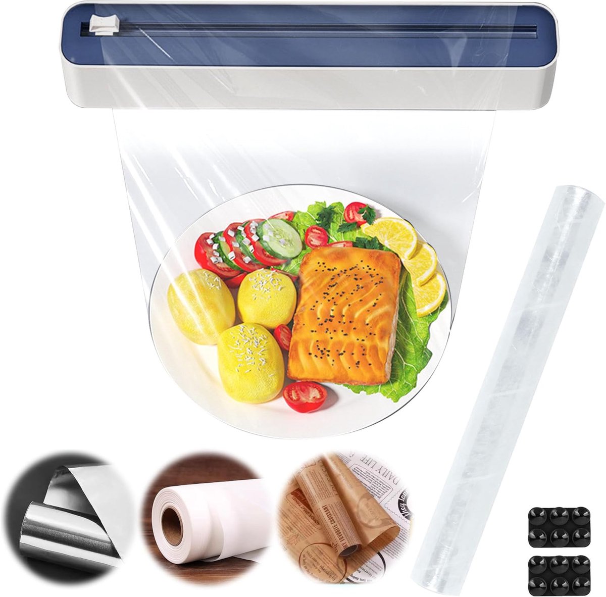 2 x Transparante Voedselfolie met Zuignapjes - Blauw - Keukenaccessoires