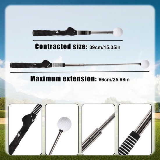 Unyqoos® Intrekbare golftrainingshulp met klikfunctie en opbergtas voor optimaal oefenen van unyqoos — afbeelding 5