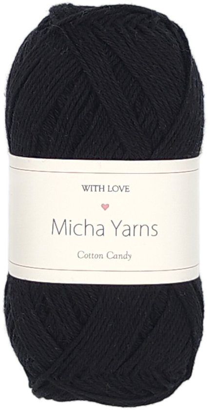 Micha Yarns - Candy à Cotton - 100% coton - 5 pelotes - 50 grammes - 170 mètres - Zwart (000)