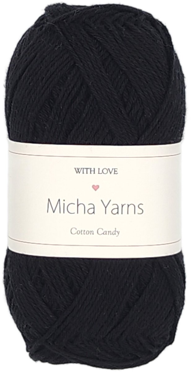 Micha Yarns - 100% katoen haakgaren - 5 bollen haakkatoen - 5 x 50gram - 170meter per bol - Zwart (000)