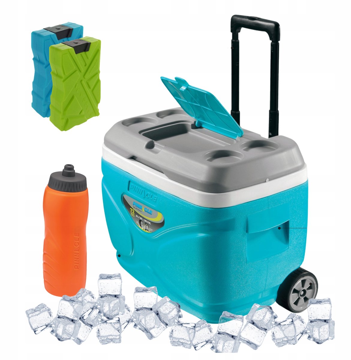 Pinnacle Koeltas 30L Blauw met Wielen, 2 Coolpacks & 1L Bidon