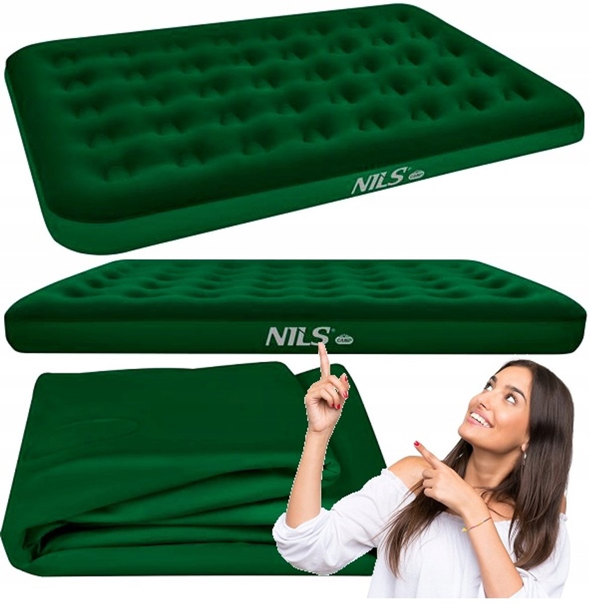 Groen Opblaasbaar Campeerluchtbed 191x137x22cm