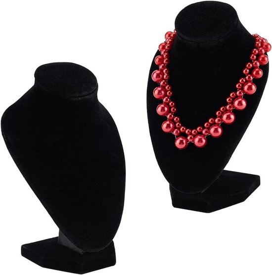 Sieraden Display Stand Ketting Display Buste, Touw Buste Sieraden Houder Ketting Stand Display Sieraden Houder Organizer Ketting Display Stand Sieraden Organizer Houder (Kleur: Zwart, Maat: 19cm