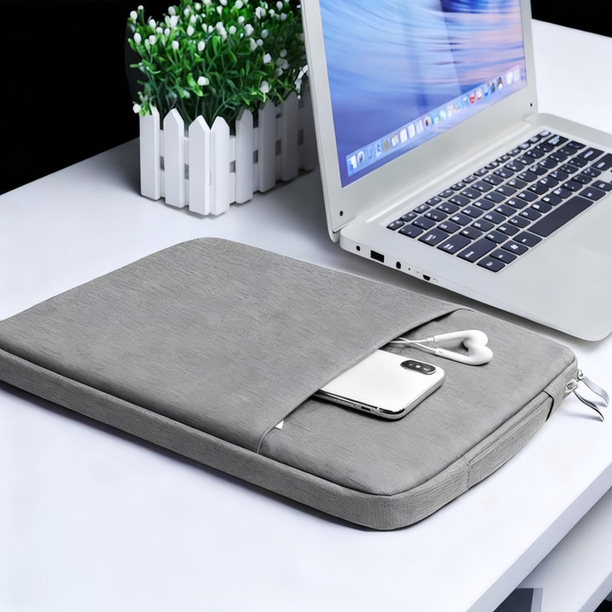Laptoptas -Laptophoes voor 15.6 inch Laptop - Schokbestendig - Krasbestendig - Spatwaterdicht - voor Dagelijks Gebruik-Donkergrijs