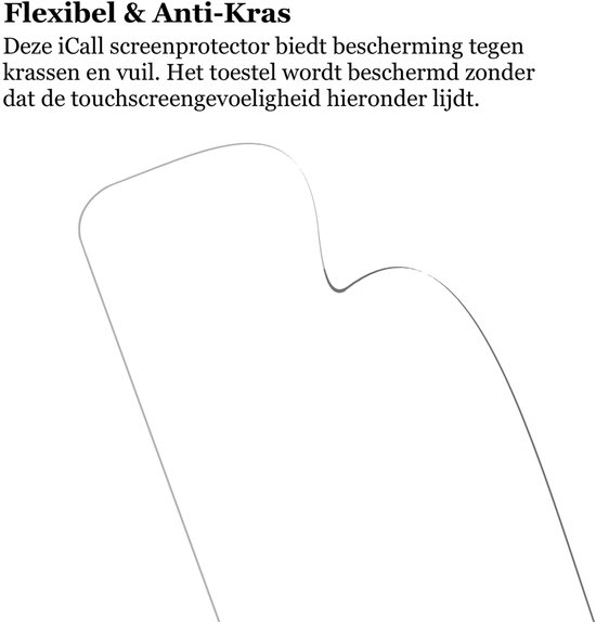 Een iCall screenprotector met de tekst 'Flexibel & Anti-Kras'.