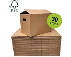 Stevige verhuisdozen - 30 stuks - handige Autolock bodem - FSC keurmerk - standaard formaat verhuisdoos - 51 Liter - verstevigde handvatten
