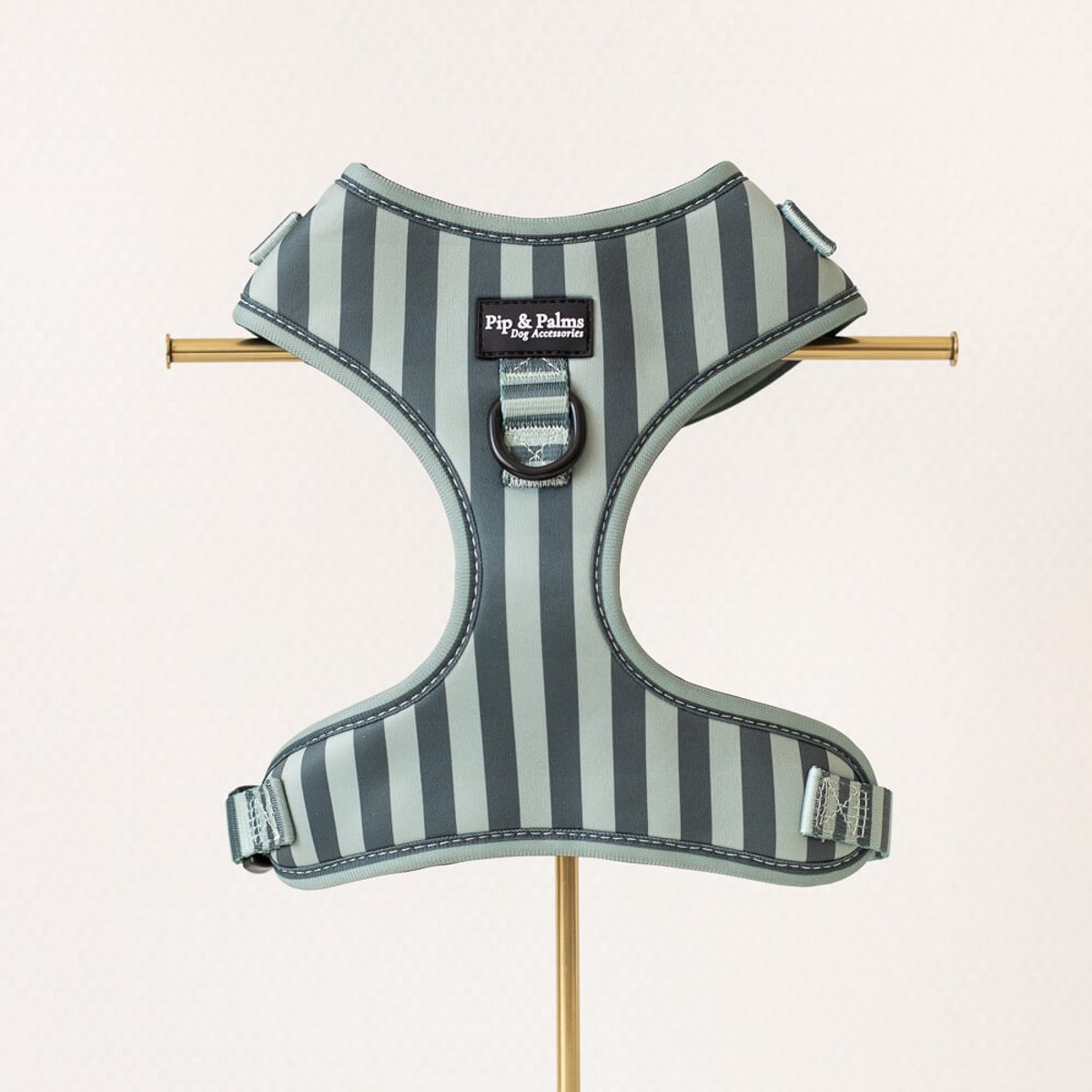 Pip & Palms - Hondenharnas Stripy Stripes - Groen - Maat L - Hondentuig - Verstelbaar - Y Tuig Hond - Zachte Voering - voor Grote honden