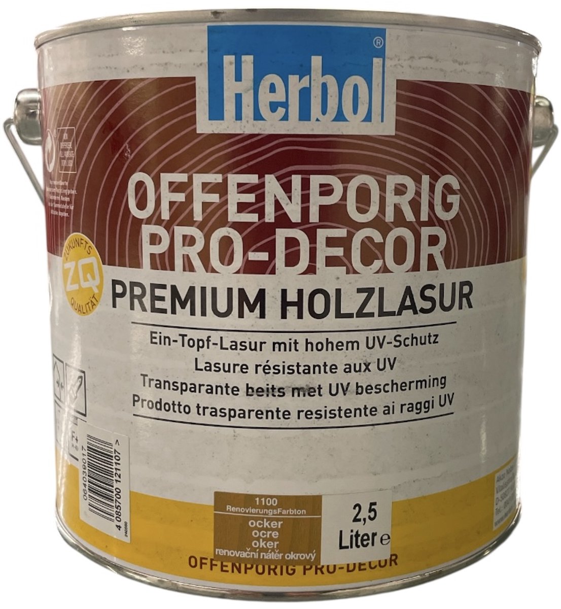 Herbol Offenporig Pro Decor - Solventgedragen lak voor hout ( 3 in 1) - Zijdeglans - 2.50 L - Oker
