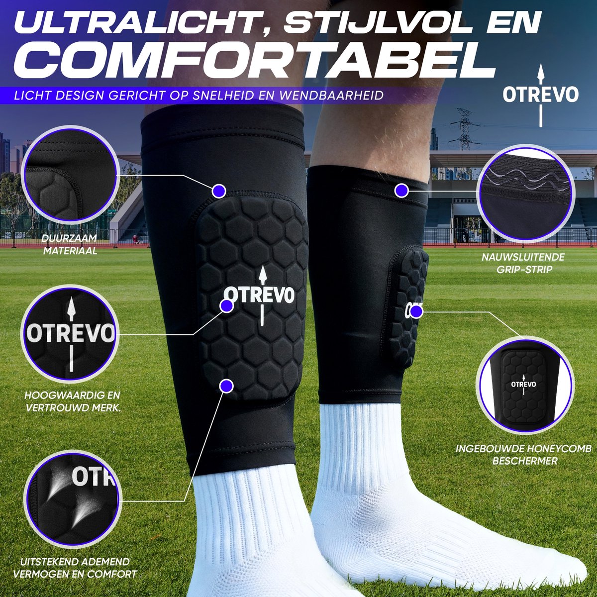 Prostec Voetbalscheenbeschermer Sleeves – Ingebouwde Padding, Anti-slip Rand, Zwart, Maat 10x6 Cm, Voor Kinderen En Volwassenen