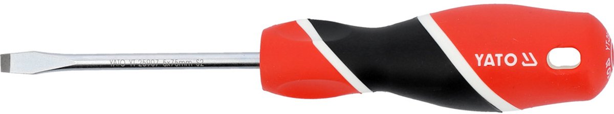 Yato - Schroevendraaier - Platte Kop - 5x75mm - Ergonomische Handgreep