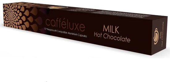 Cafféluxe Limited - Milky Hot Chocolate Capsules - Compatibel met Nespresso® - Romig & Zoet - 10 Alu Pods per Pak