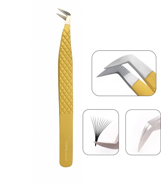 MEDLUXY® Pro Expert - Pince à épiler pour cils - Pointe en fibre, poignée Diamond , pointe en Z - Volume - Extensions de cils - Faux Wimpers