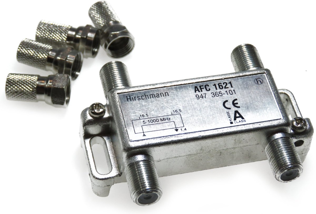 Hirschmann AFC-1621 coax aftakelement - 2-voudige tap splitter - 5-1000 MHz - 2-weg verdeler met F-connector - Geschikt voor Ziggo kabel-TV CAI