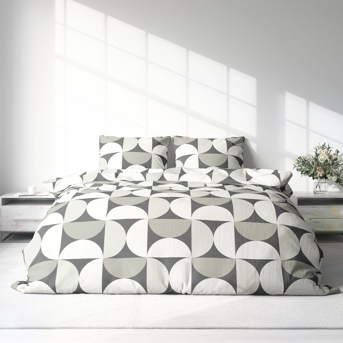 Dekbedovertrek 100% Katoen Premium - 240 x 260 cm - Extra breed - CircleSquare Taupe