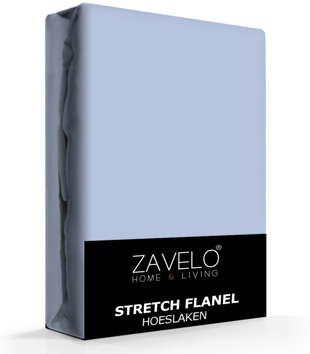 Zavelo Stretch Flanel Hoeslaken Blauw-Lits-jumeaux (180x200 cm)