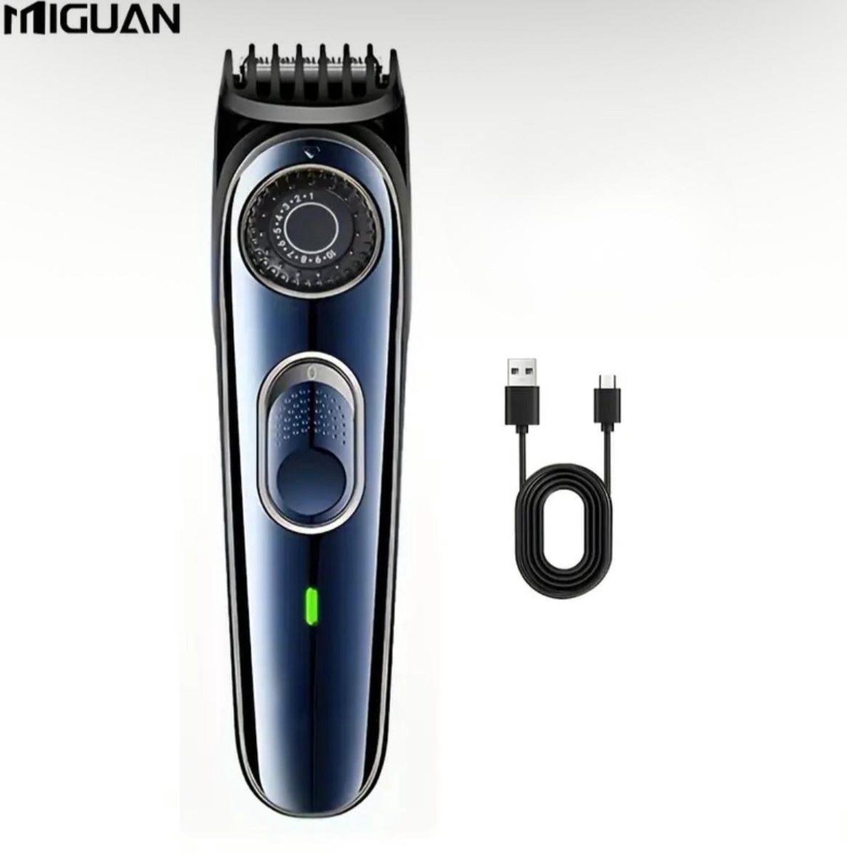 Miguan Tondeuse - Ingebouwde Clipper met 20standen 0,5mm tot 10mm - Usb Oplaadbare Scheerapparaat voor Gezichtshaar, Hoofdhaar en Lichaamshaar - Perfecte Lichaamshaar Verzorging - Batterij Indicator - Kleur: Blauw
