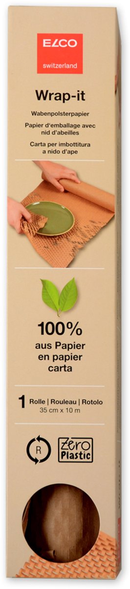 Honingraat papier op rol, 35cmx10mtr, bruin